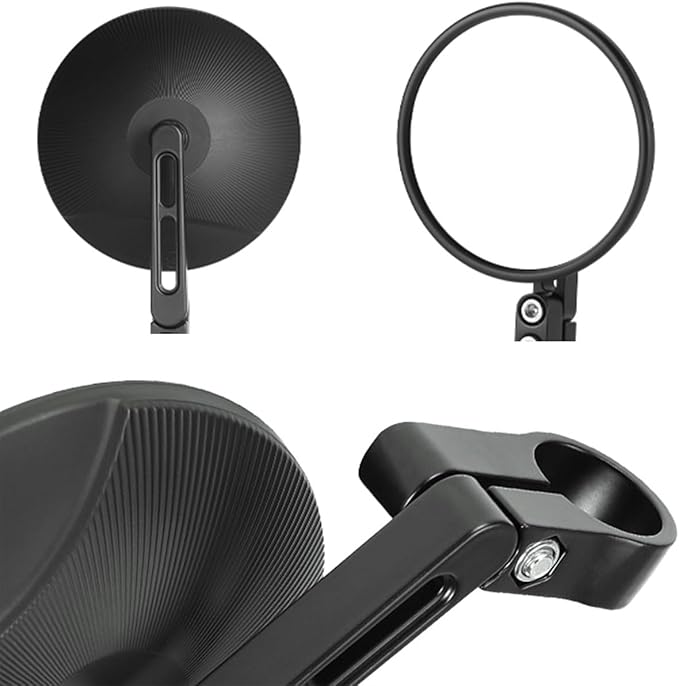 Motorcycle Rear View Mirror, Universal 4 Inch Round CNC Aluminum Bar End Side Mirror for 22mm or 25.4mm Handlebar Diameter Compatible with Most Motorcycle,Bike, Scooters, ATV, UTV
