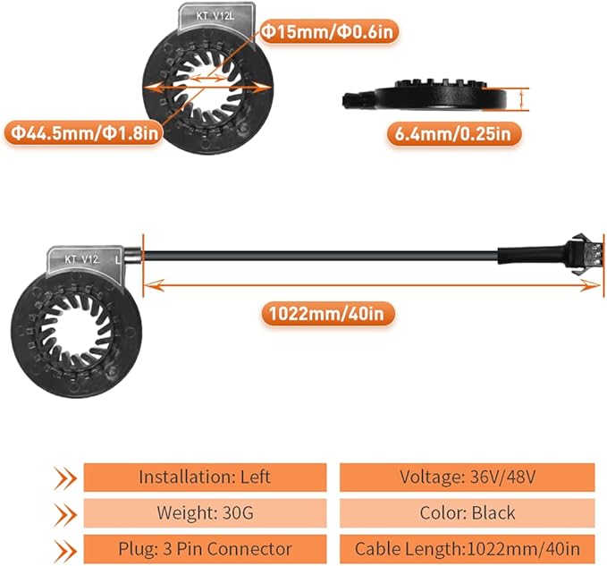 KT-V12L/R Electric Bike Magnets Pedal Assist Sensor Ebike Kit Easy Crank Installation PAS Sensor