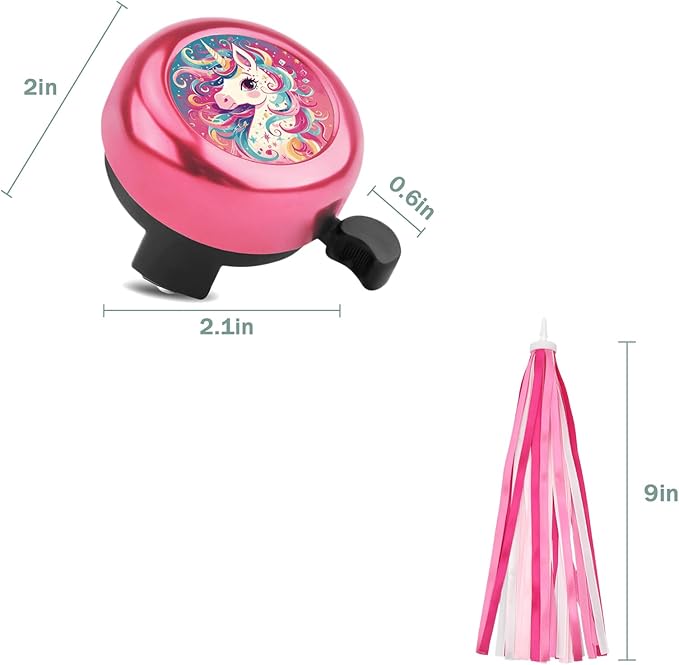 Kids Bike Bell with 2 Pcs Bike Streamers for Girls, Cute Children's Bicycle Accessories