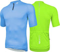Wulibike Cycling Jersey Men Short Sleeve, Road Bike Shirts 1/4 Zipper with Pockets, Bicycle Clothing Breathable Quick Dry