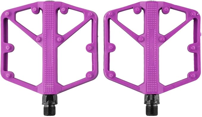 Mountain Bike Pedals with DU Bearings, Aluminum Alloy (6061) Treadle, Anti-Slip Nylon Platform – Compatible with Road and for Hybrid Bicycles