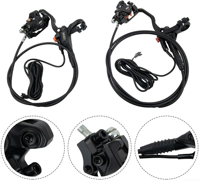 E-Bike Hydraulic Disc Brake Set Electric Power Control Shifter, Aluminum Front 140/160mm Rear 160/180mm Brake Rotors, Left/Right-Front/Rear Braking Direction For Scooter And Motorcycle(Right front)