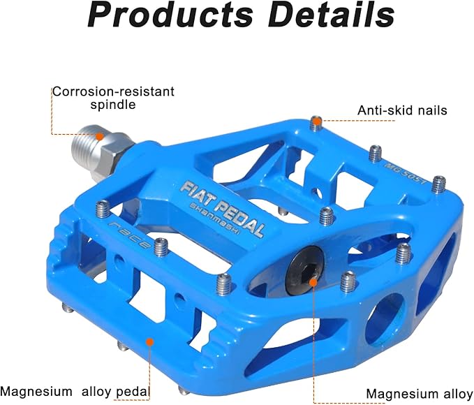 UPANBIKE Magnesium Alloy Bike Pedals 9/16'' Spindle Bearing High-Strength Non-Slip Large Flat Platform for Mountain Bike Road Bicycle