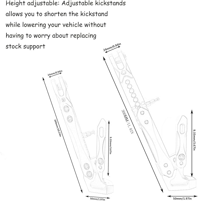 Universal Lengthened Adjustable Long Kickstand CNC Aluminum Alloy Motorcycle Long Kickstand Accessories Motor Modified Tripod Holder Kickstand Foot Side Support Stand Dit Pit Bike (Orange)