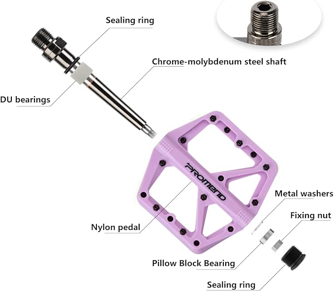 Mountain Bike Pedals - Durable Nylon DU Bearing Platform Pedals for MTB and BMX
