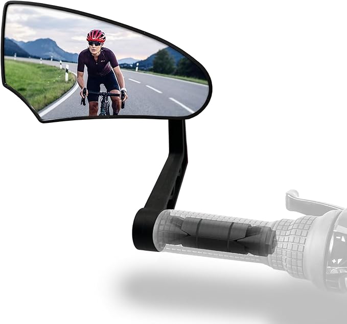 Bike Mirror for Handlebar Mount, HD Glass Bicycle Mirrors, Adjustable Bar End Bike Rear View Mirror, Scratch Resistant Bike Mirror for E-bike, City Bikes (Left 0.59-0.78")