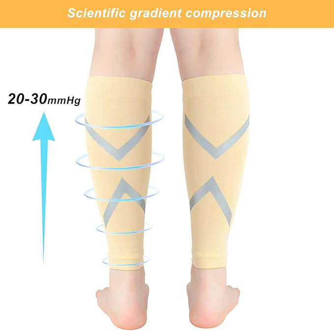 Calf Compression Sleeve for Men & Women, Reflective Footless Socks for Shin Splint Relief & Night Running, Cycling
