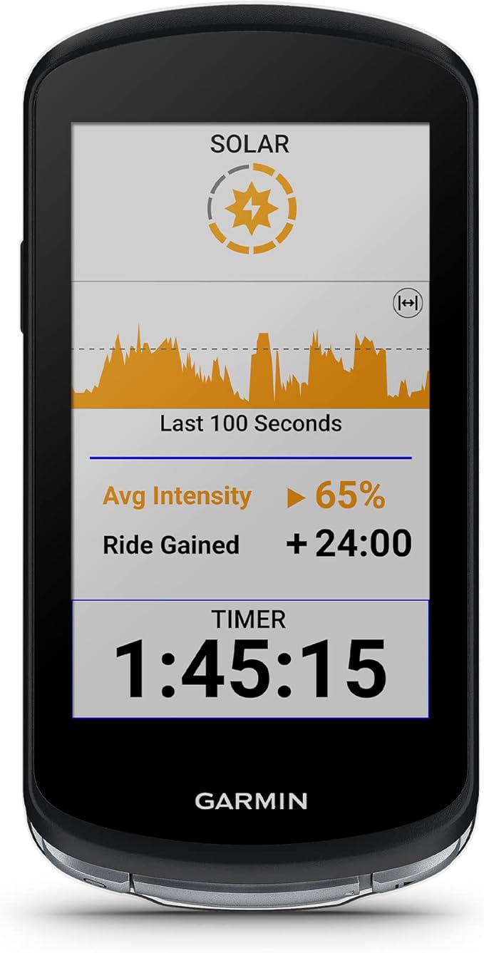 Garmin Edge® 1040 Solar, GPS Bike Computer with Solar Charging Capabilities, On and Off-Road, Spot-On Accuracy, Long-Lasting Battery, Device Only