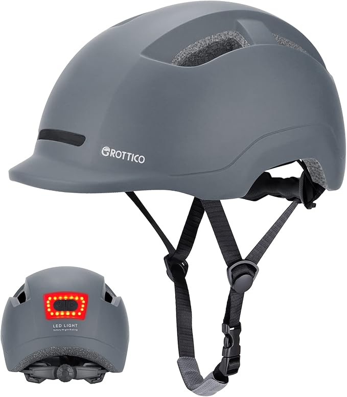 Adult Bike Helmet with Light - Dual Certified for Bicycle Scooter Skateboard Road Cycling Skating Helmet