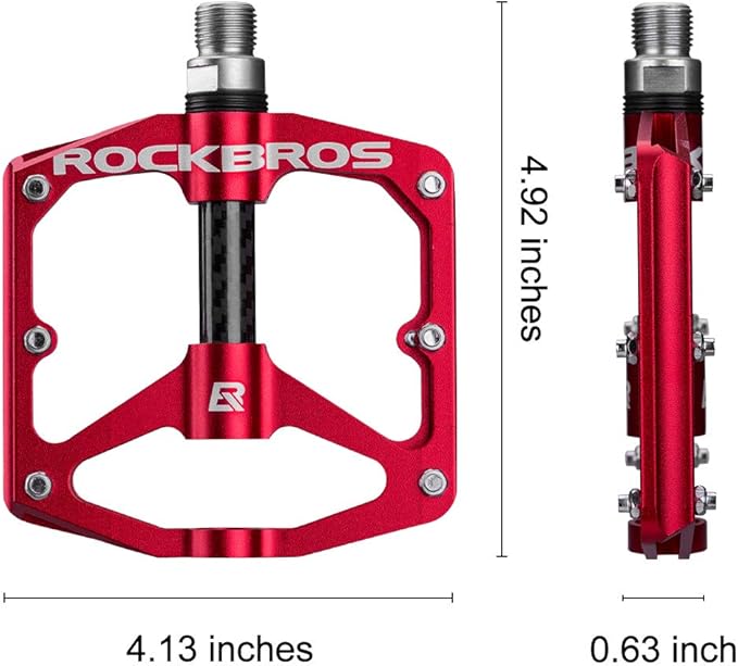 Rock BROS Mountain Bike Pedals Flat Bicycle Pedals 9/16 Lightweight Road Bike Pedals Carbon Fiber Sealed Bearing Flat Pedals for MTB