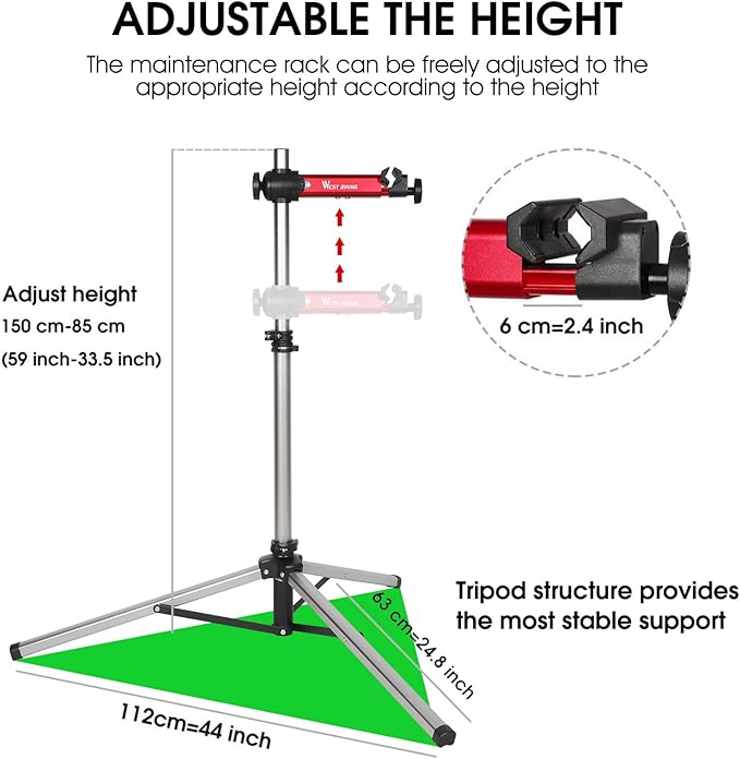 West Biking Bike Repair Stand(Max 85 Lbs) - Adjustable Foldable Bike Workstand With Quick Release,Bicycle Maintenance Rack Workstand For Home Mechanics,Tripod Base Park Tool Repair Stand