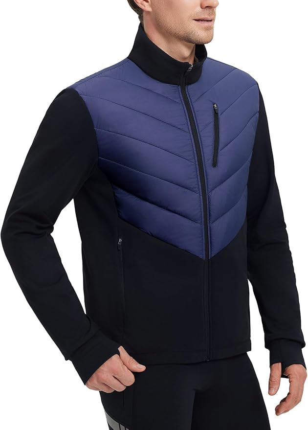 baleaf Men's Cycling Jacket Puffer Lightweight Coat Windproof Warm Winter 5 Pockets Packable Running Hiking