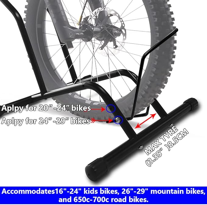 YYDS Bike Stand, Black, Alloy Steel, 3.35 in Wide, Easy to Use, Stable, Compatible with 3.35 in Tires, No More Worries About Bike Parking