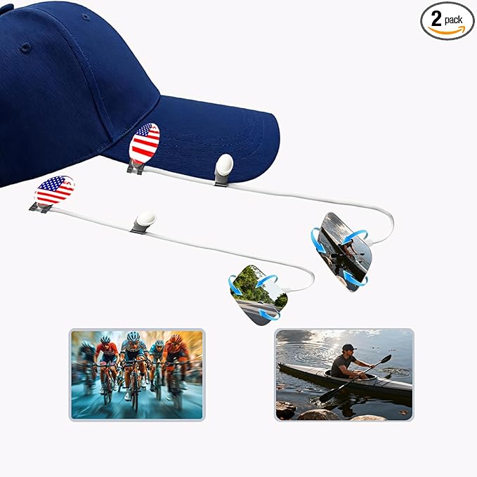 Ball Cap Rear View Bike Mirror,Enhanced Cycling Hat Mirrors,Cycling Gear Rowing Lightweight,Wheelchair Monitor (Right 2 Pack A)