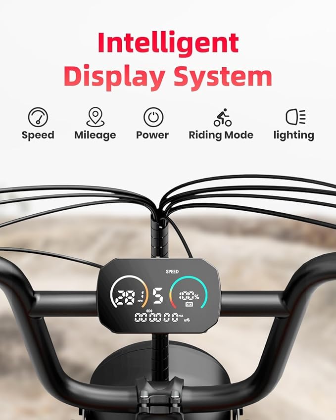 Electric Bike for Adults and Teens, Ebike, Electric Bicycle Mountain Dirt Bike Fat Tire Electric Bike, Multi-Funtional Bike for Work, School, Commute, Off-Road