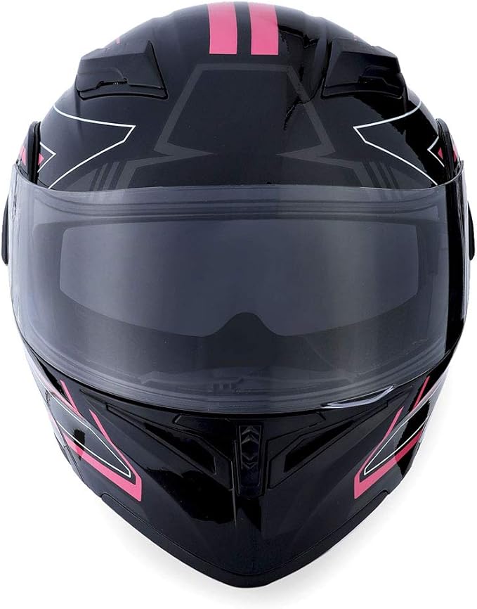 1Storm Motorcycle Modular Full Face Helmet Flip up Dual Visor Sun Shield: HB89 Arrow Pink
