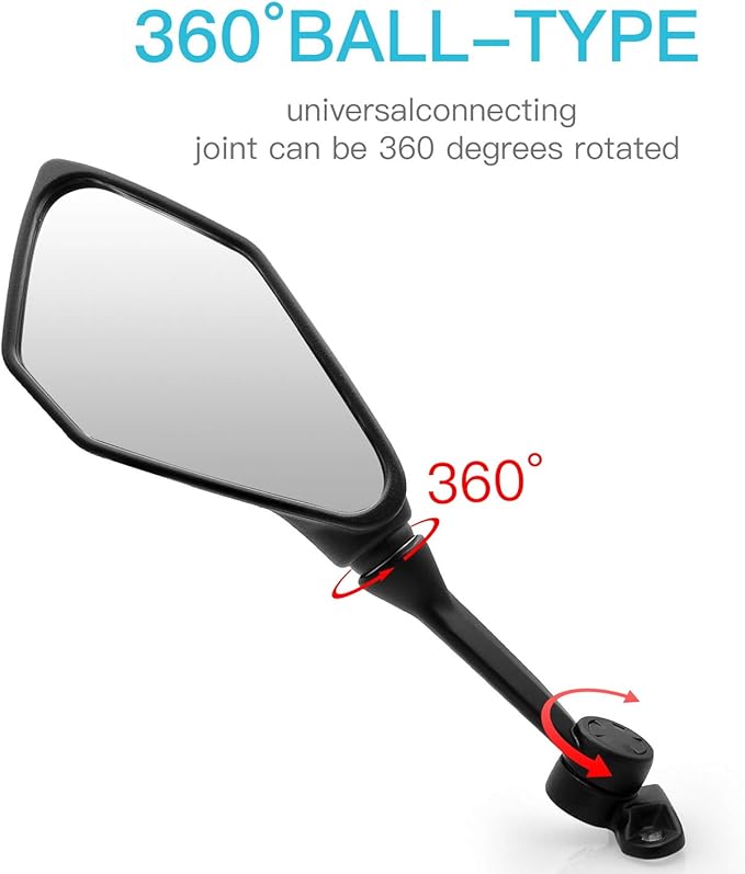 MZS Racing Motorcycle Mirrors, Rear View Side Fairing Mirror Black Compatible with EX 500 2024 / ZX6R ZX-6R 2013-2022 / EX300 ABS 2013-2018 / EX 400 650 2018-2023 / CBR650R 2019-2023 / FZ6R 2009-2017