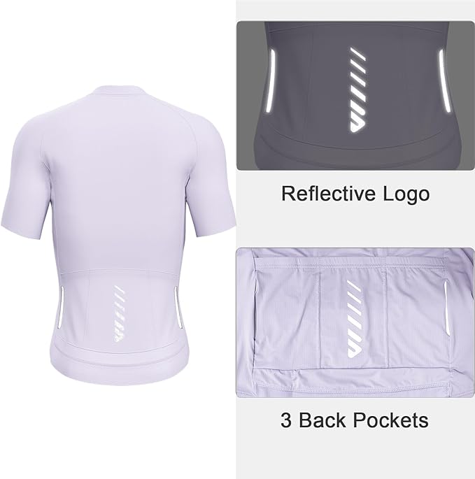 Lo.gas Cycling Jersey Men Short Sleeve, Road Bike Jerseys Full Zipper with Pockets, Bicycle Clothing Breathable Quick Dry