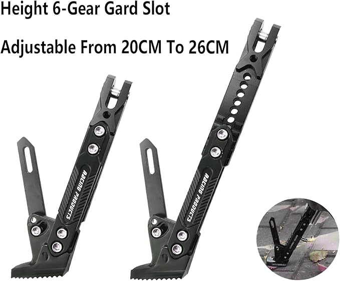 Universal Motorcycle Kickstand Adjustable Foot Side Support Parking Kickstand for Electric Motorbike Parking Foot Side Support Stand (Black)