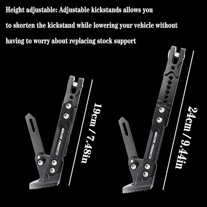 Motorcycle Universal Kickstand Adjustable Modified CNC Aluminum Alloy Adjustable Tripod Holder Kickstand Foot Side Support Stand Motor Scooter Motorbike Motocross Electric Dit Pit Bike （Red) (Black)