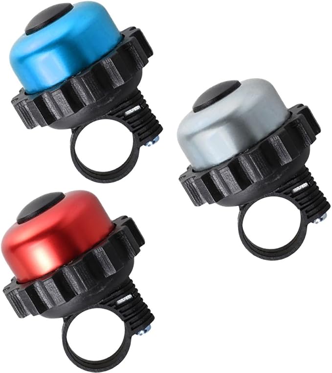 BESTonZON 3Pcs Rotating Bike Bells Loud Horn Set, Metal Vintage Bicycle Bell Accessories in Red Blue Silver for Cycling Outdoors