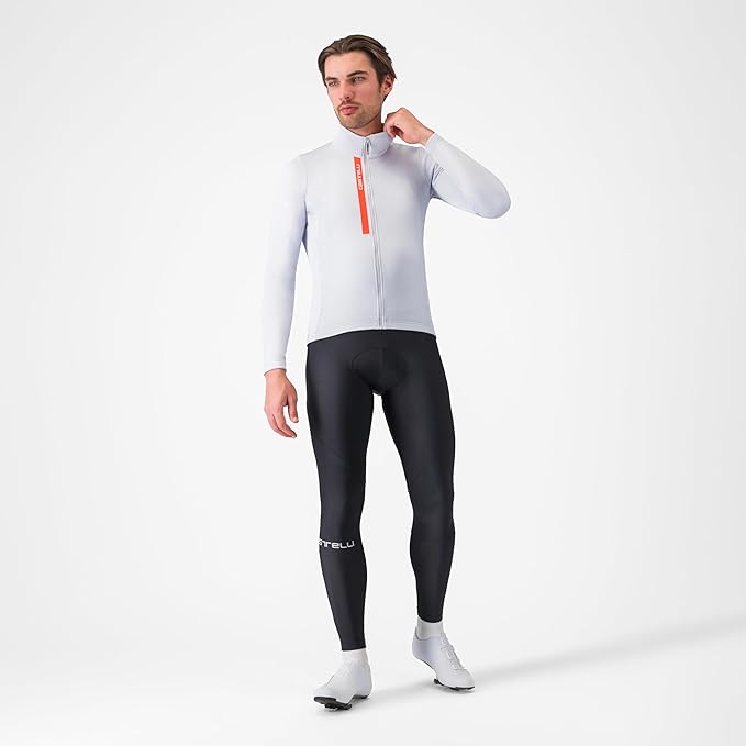 CASTELLI Men's Entrata Thermal Jersey, Long Sleeve Zip Up Fleece Insulated Base Layer for Winter Road Cycling I Gravel Biking