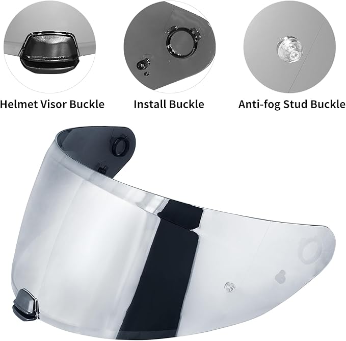 VCOROS I70 Helmet Visor Replacement Face Shield Accessories Compatible With HJ-31 i10 (Chrome Silver)