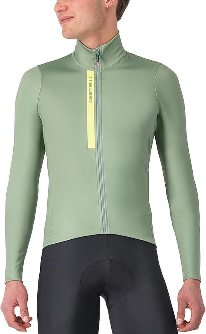 CASTELLI Men's Entrata Thermal Jersey, Long Sleeve Zip Up Fleece Insulated Base Layer for Winter Road Cycling I Gravel Biking
