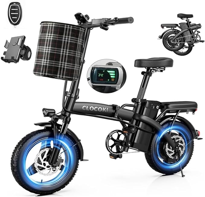 Electric Bike for Adults 500W Peak Motor, 14" Folding Ebike Max 23MPH, Electric Bicycle with 48V12AH Removable Battery, 35Mile PAS Range, Multi-Shock Absorption,UL 2849,Commuting Mini E Bikes