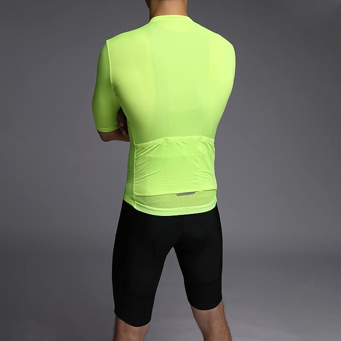 Men's Cycling Jersey Zipper Pocket Short Sleeve Lightweight Aero Race Fit Bike Jersey, UPF 50+ Biking Cycling Shirt