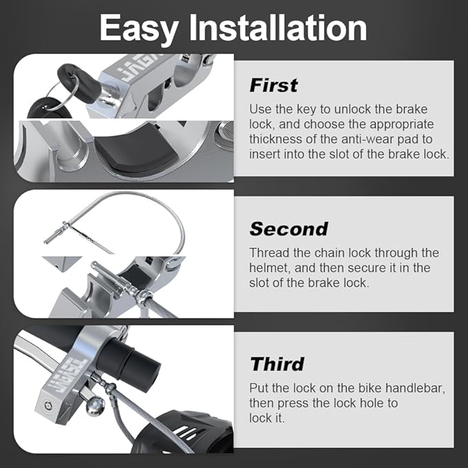 Motorcycle Lock Combo - Helmet & Brake Lock for Motorcycles, Mopeds, Scooters, ATV, Dirt Bikes & Street Bikes