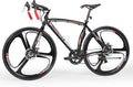 700C Wheel Road Commuter Bike, 14 Speed Shifter, Dual Disc Brakes Racing Bicycle with Light Aluminum Alloy Frame for Adult Men and Women