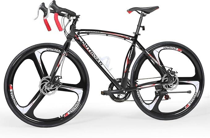 700C Wheel Road Commuter Bike, 14 Speed Shifter, Dual Disc Brakes Racing Bicycle with Light Aluminum Alloy Frame for Adult Men and Women