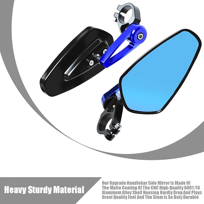 7/8" Motorcycle Mirrors - 22mm Bar End Rear View Mirrors Compatible with Most Yamaha, Kawasaki, Honda Grom, Ducati, Suzuki and More Bike Scooter Street Sport Cruisers (Blue)