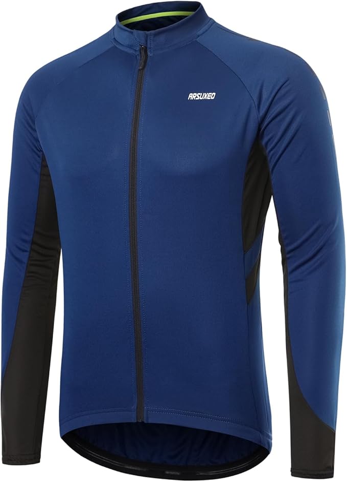 ARSUXEO Men's Full Zipper Long Sleeves Cycling Jersey Bicycle BikingBike Shirt 6030