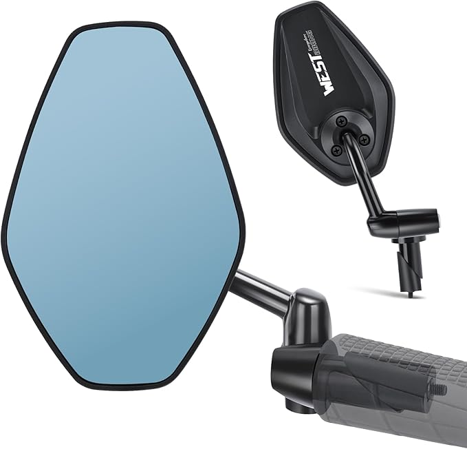West Biking Bike Mirror, 360° Adjustable HD Shatterproof Bicycle Mirror, Aluminium Alloy Mirror Stem Provides Exceptional Stability,Handlebar-End Rear-View Mirror Suitable For E-Bike(Left)