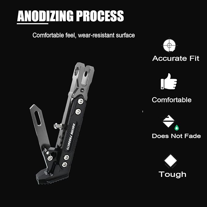 Motorcycle Universal Kickstand Adjustable Modified CNC Aluminum Alloy Adjustable Tripod Holder Kickstand Foot Side Support Stand Motor Scooter Motorbike Motocross Electric Dit Pit Bike （Red) (gray)