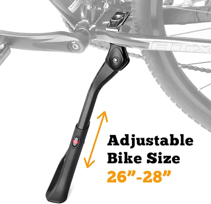 Bike Kickstand Adjustable Strong Center Mount Aluminum Alloy Bicycle Kickstand for 26” 700C 27.5” 28” inch Electric Bike Hybrid Bike Mountain Bike Adult Bike