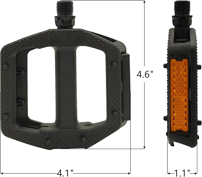 Bike Pedals, Non-Slip Wide Bike Pedals with Reflectors, Lightweight 9/16" Bicycle Pedals for Mountain Bike, Road Bike, BMX, Adult Bike Pedal