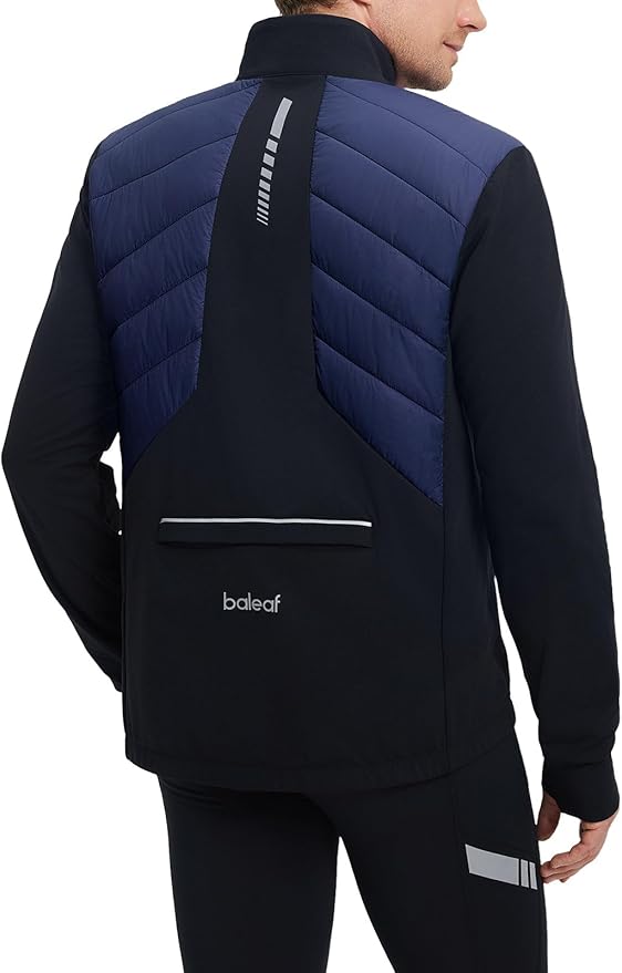 baleaf Men's Cycling Jacket Puffer Lightweight Coat Windproof Warm Winter 5 Pockets Packable Running Hiking