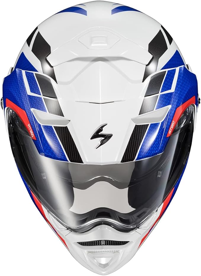 ScorpionEXO AT960 Modular Adventure Street Motorcycle Helmet with Bluetooth Ready Speaker Pockets DOT ECE Approved Hicks (Blue - Medium)