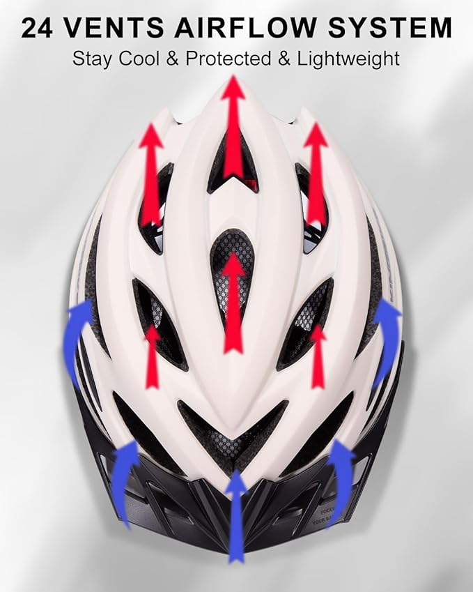 KINGBIKE Bike Helmet for Adult Men Women Youth Road Commute Mountain Cycling Helmets with USB Rechargeable Light Replaceable Padding and Visors Lightweight 20.4-23.6in