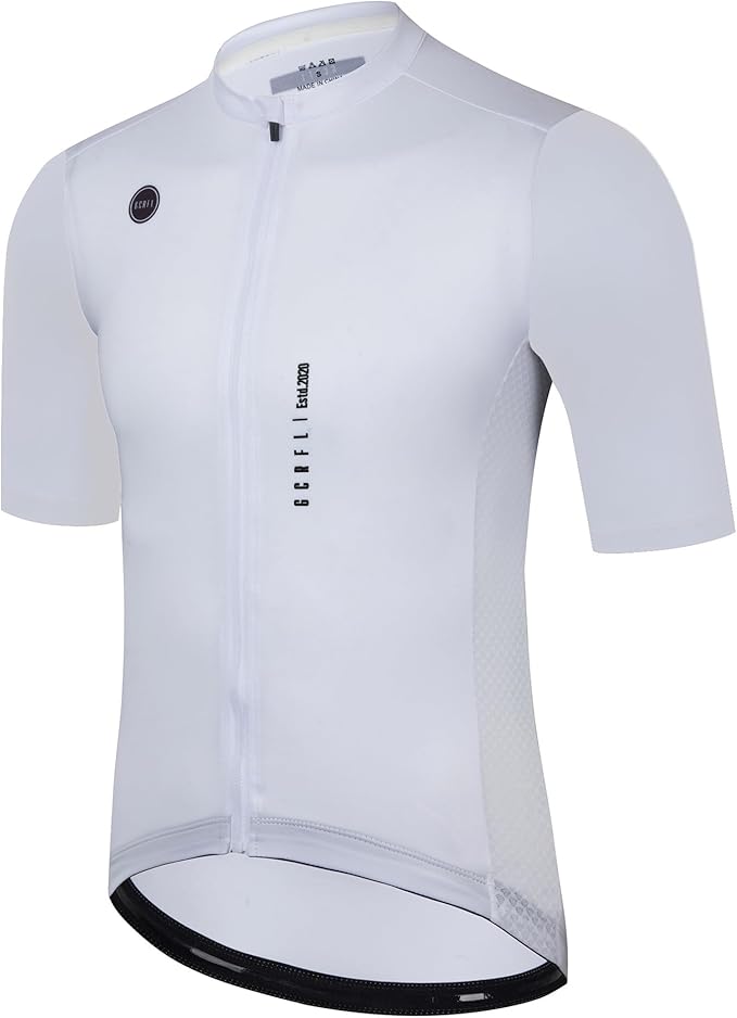 GCRFL Cycling Jersey Men Shorts Sleeves Road Bike Jersey Bicycle Tops Shirt, Zipper Pocket UPF 50+ Lightweight PRO Race Fit