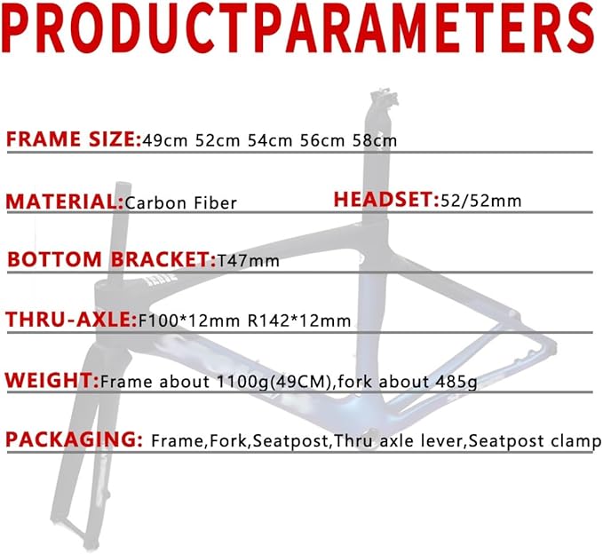 700C Road Bike Frameset 49/52/54/56/58cm Carbon Fiber Bikes Frame Thru Axle 100/142mm Disc Brake Frames Internal Routing