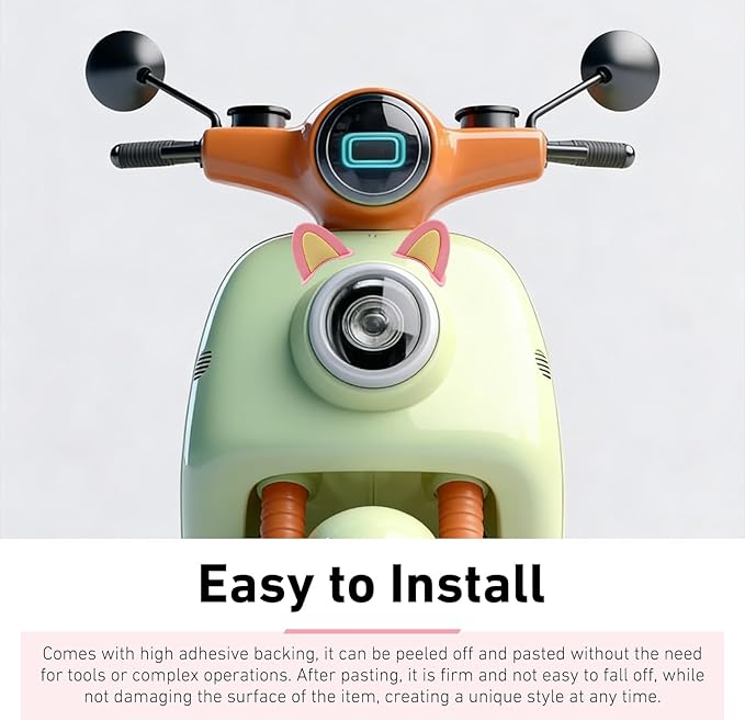 2 PCS Cute Cat Ear Motorcycle Helmet Decoration, Self-Adhesive Wear-Resistant Automotive Helmet Ornament Accessory, Universal for Most Motorcycle Scooter Helmets