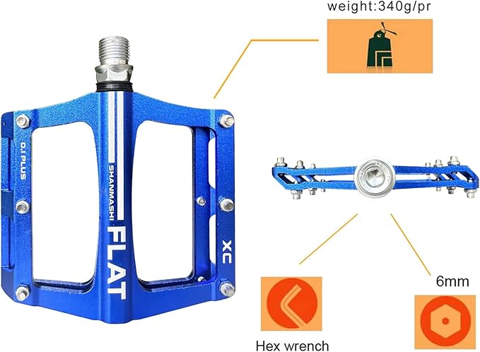 UPANBIKE Mountain Bike Bearing Pedals 9/16'' Spindle Aluminum Alloy Flat Platform for BMX MTB Road Bicycle