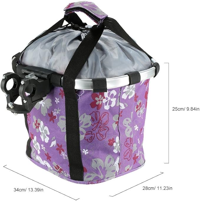 Lixada Bike Basket, Small Pet Cat Dog Carrier Bicycle Handlebar Front Basket Folding Detachable Removable Easy Install Quick Released Picnic Shopping Bag, Max. Bearing: 11lbs