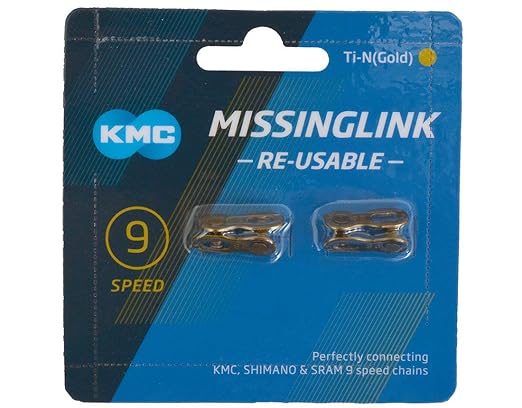 KMC Missing Link 9-Speed Silver Metal Chain Connector for MTB and Road Bikes, Single Strand, Re-usable, Suitable for KMC, Shimano, Campagnolo and SRAM chains