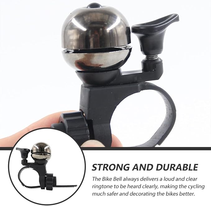 IMIKEYA Vintage Bike Bell and Scooter, Silver Removable Handlebar Ring Bell, Loud Crisp Sound Bicycle Accessory for Mountain and Road Bikes