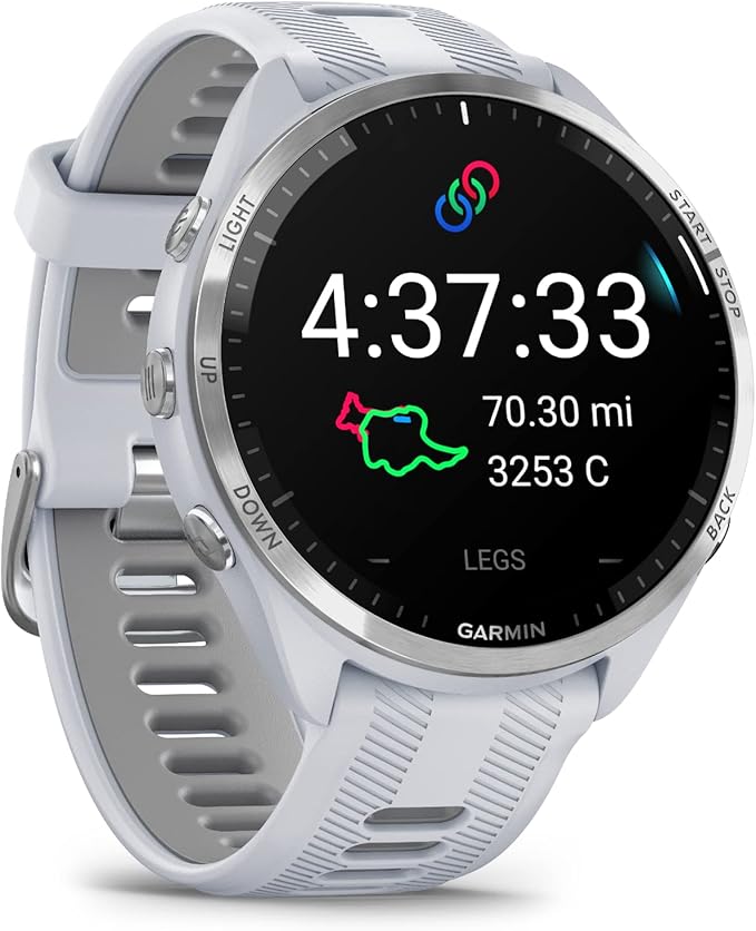 Garmin Forerunner 965 Advanced GPS Multisport Touchscreen Smartwatch, Whitestone | Heart Rate Monitor, Training Stats, On-Device Workouts, Up to 13 Day Battery Life w/Signature Series Charging Bundle